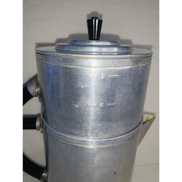 Vintage Wear-Ever Aluminum Coffee Pot Bakelite Handles 2209 3-9 cup USA 3 Piece - Picture 2 of 15
